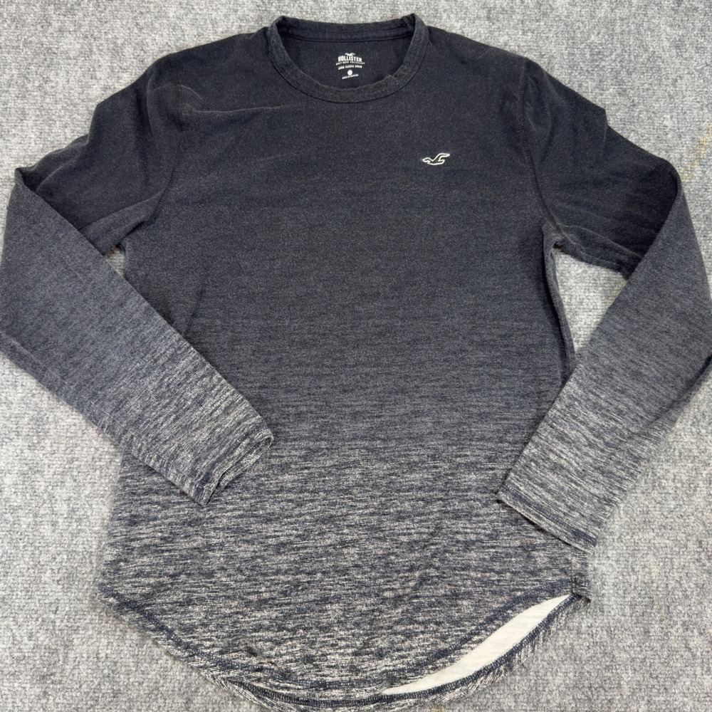 Hollister Must-Have Collection Long Sleeve Crew Tee Ombre Grey Size S